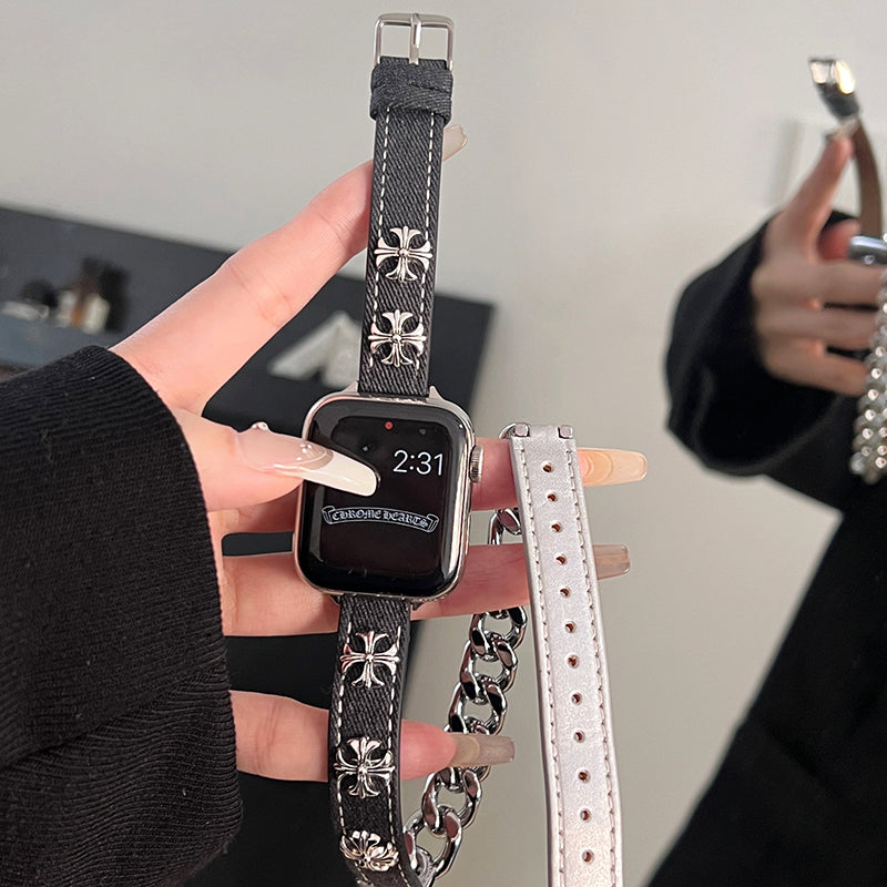 For Apple Watch Series 9 8 7 41mm / SE (2023) SE (2022) SE 6 5 4 40mm / 3 2 1 38mm Leather Watch Band Bracelet For Apple Watch Series 9 8 7 41mm / SE (2023) SE (2022) SE 6 5 4 40mm / 3 2 1 38mm Leather Watch Band Bracelet